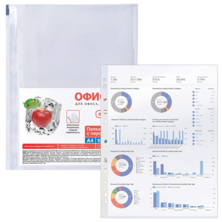 Папки-файлы перфорированные, А4, ОФИСМАГ "ПРЕМИУМ", комплект 100 шт., гладкие, 38 мкм, 224601