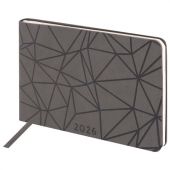 Еженедельник датированный 2026 МАЛЫЙ ФОРМАТ 105х160 мм, А6, BRAUBERG "Imprint", тиснение, черный, 117209