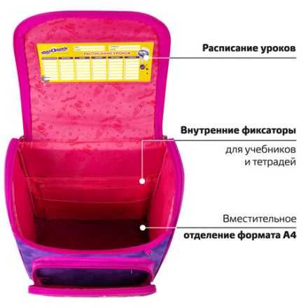 Ранец ЮНЛАНДИЯ WISE, 1 отделение, 3 кармана, устойчивое дно, "Pretty kitty", 37x29х15 см, 271395