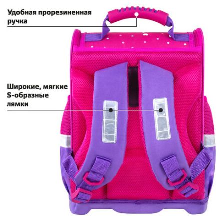 Ранец ЮНЛАНДИЯ WISE, 1 отделение, 3 кармана, устойчивое дно, "Pretty kitty", 37x29х15 см, 271395