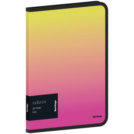 Папка на молнии Berlingo "Radiance" А5+, 600мкм, желтый/розовый градиент, с рисунком Папка на молнии Berlingo "Radiance" А5+, 600мкм, желтый/розовый градиент, с рисунком