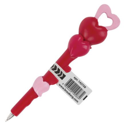 Ручка фигурная "СЕРДЕЧКИ", СИНЯЯ, 4 дизайна ассорти, линия письма 0,5 мм, дисплей, BRAUBERG, 142758 Ручка фигурная "СЕРДЕЧКИ", СИНЯЯ, 4 дизайна ассорти, линия письма 0,5 мм, дисплей, BRAUBERG, 142758