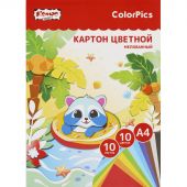 Картон цветной Комус Класс ColorPics 10л 10цв А4 мелован..папка