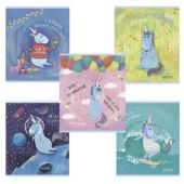 Тетрадь А5, 48 л., ПЗБМ, скоба, клетка, матовая ламинация, фольга, блестки, "Юникорнизация" (5 видов), 027934