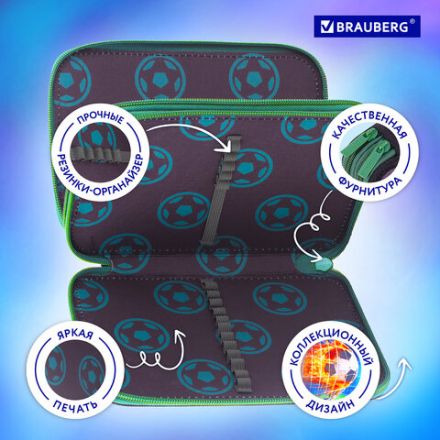 Пенал BRAUBERG, 2 отделения, полиэстер, 21х14 см, "Fire football", 270322 Пенал BRAUBERG, 2 отделения, полиэстер, 21х14 см, "Fire football", 270322