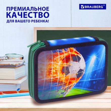 Пенал BRAUBERG, 2 отделения, полиэстер, 21х14 см, "Fire football", 270322 Пенал BRAUBERG, 2 отделения, полиэстер, 21х14 см, "Fire football", 270322