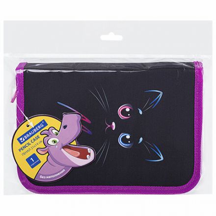 Пенал BRAUBERG, 1 отделение, полиэстер, 21х14 см, "Black Cat", 271529 Пенал BRAUBERG, 1 отделение, полиэстер, 21х14 см, "Black Cat", 271529