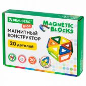 Магнитный конструктор MAGNETIC BLOCKS, 20 магнитных деталей, BRAUBERG KIDS, 665718