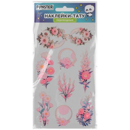 Наклейки-тату переводные "Цветные", 20,5х10 см, ассорти 12 видов, FUNSTER (ФАНСТЕР), 666105