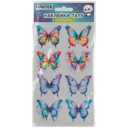 Наклейки-тату переводные "Цветные", 20,5х10 см, ассорти 12 видов, FUNSTER (ФАНСТЕР), 666105