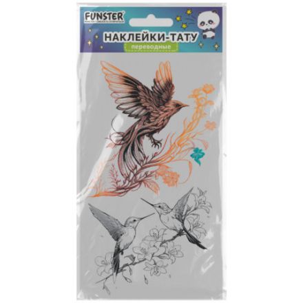 Наклейки-тату переводные "Цветные", 20,5х10 см, ассорти 12 видов, FUNSTER (ФАНСТЕР), 666105