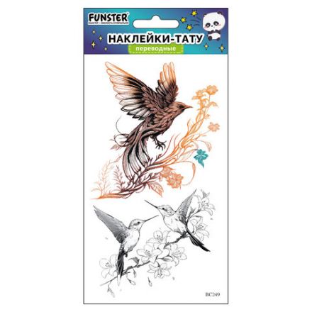 Наклейки-тату переводные "Цветные", 20,5х10 см, ассорти 12 видов, FUNSTER (ФАНСТЕР), 666105