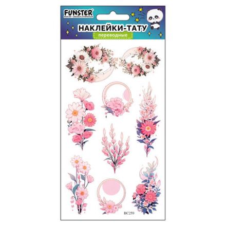 Наклейки-тату переводные "Цветные", 20,5х10 см, ассорти 12 видов, FUNSTER (ФАНСТЕР), 666105