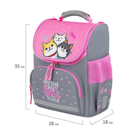 Ранец ПИФАГОР BASIC, 1 отделение, 3 кармана, эргономичная спинка, "Best team", 35х28х18 см, 272050