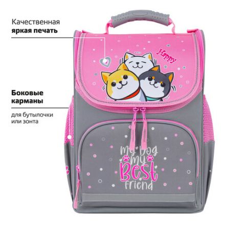 Ранец ПИФАГОР BASIC, 1 отделение, 3 кармана, эргономичная спинка, "Best team", 35х28х18 см, 272050