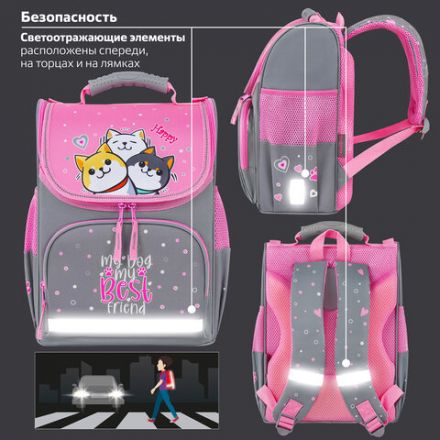 Ранец ПИФАГОР BASIC, 1 отделение, 3 кармана, эргономичная спинка, "Best team", 35х28х18 см, 272050