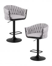 Набор 2 шт Стул барный DOBRIN LEON, серая ткань (LAR 275-17)