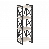 Loft Стеллаж на регулируемых опорах-4 полки VR.L-MST.O-4.4 Денвер светлый/Чёрный металл 400*400*1280