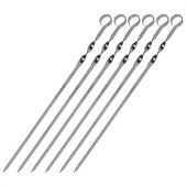 НАБОР плоских шампуров 6 шт. размер 450х10х1,5 мм, ЧЕХОЛ ДЛЯ ХРАНЕНИЯ В КОМПЛЕКТЕ, нержавеющая сталь, 701735