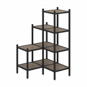 Loft Угловой внутренний стеллаж наборный VR.L-36 Тиквуд тёмный/Чёрный металл 862*862*1458 Loft Угловой внутренний стеллаж наборный VR.L-36 Тиквуд тёмный/Чёрный металл 862*862*1458