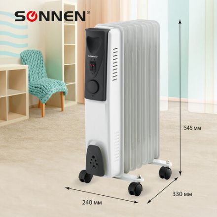 Обогреватель масляный SONNEN DFS-07, 1500 Вт, 7 секций, белый, 453498 Обогреватель масляный SONNEN DFS-07, 1500 Вт, 7 секций, белый, 453498