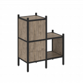 Loft Прямой стеллаж наборный VR.L-11 Тиквуд тёмный/Чёрный металл 862*446*1047