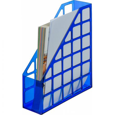 Вертикальный накопитель Attache Line 75мм прозрачный синий 240х75х290мм