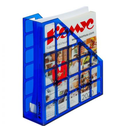 Вертикальный накопитель Attache Line 75мм прозрачный синий 240х75х290мм