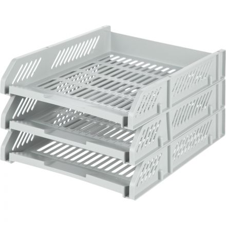 Лоток для бумаг горизонтальный Deli E9209 набор 3шт на металл.стерж серый Лоток для бумаг горизонтальный Deli E9209 набор 3шт на металл.стерж серый