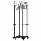 Вешалка на колесах на 20 крючков с держателем для зонтов "Гардикс-4К", металл, черная