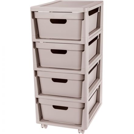 Комод BP_на колесах LUXE, 4 ящика, 300х385х690 мм (Светло-бежевый)