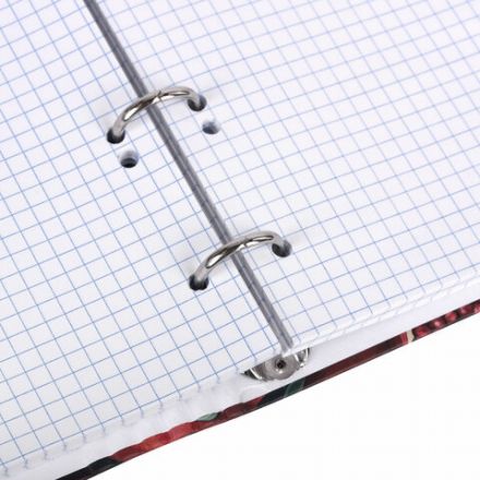 Тетрадь на кольцах А5 175х215 мм, 120 листов, твердый картон, фольга, клетка, BRAUBERG, "Pomegranate", 404720