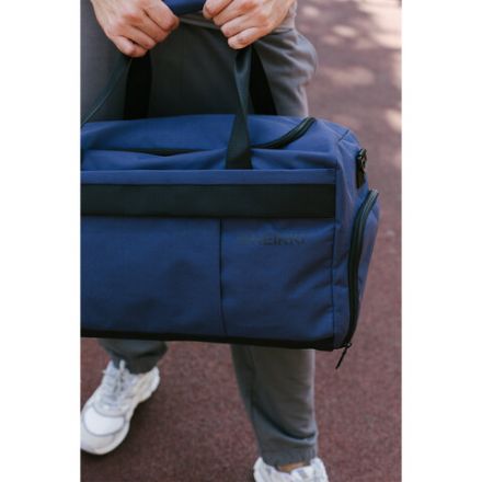 Сумка спортивная HEIKKI MOVE PLUS (ХЕЙКИ), отделение для обуви, синяя, 28х50х23 см, 273897