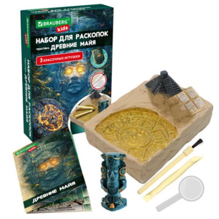 Набор для раскопок "Древние Майя" 16х23 см, инструменты, BRAUBERG KIDS, 665940