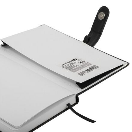 Скетчбук, белая бумага 140 г/м2 130х210 мм, 80 л., КОЖЗАМ, застежка, BRAUBERG ART CLASSIC, черный, 116461