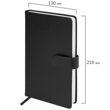 Скетчбук, белая бумага 140 г/м2 130х210 мм, 80 л., КОЖЗАМ, застежка, BRAUBERG ART CLASSIC, черный, 116461