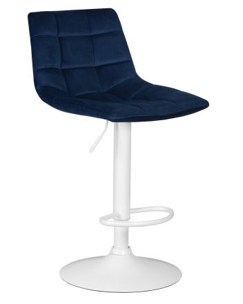 Стул барный DOBRIN TAILOR WHITE, синий велюр (MJ9-117) Стул барный DOBRIN TAILOR WHITE, синий велюр (MJ9-117)