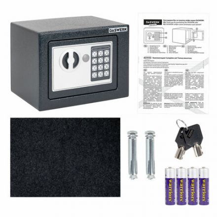 Сейф мебельный DASWERK (ДАСВЕРК) SC-170EL (170х230х170 мм), электронный замок, графит, 291338