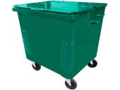 Контейнер металл 1 100л. с крышкой, на колесах цв. зелёный