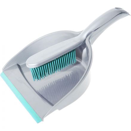 Набор для уборки совок со сметкой с резиновой щетиной 24/1 сер бирюз_68844