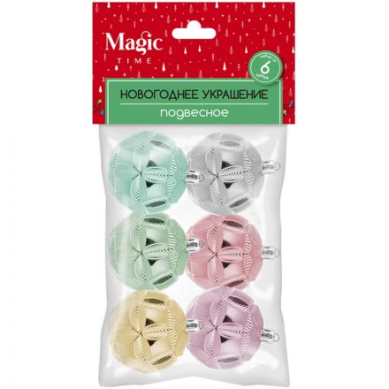Украшение новогоднее подвесное Шары разноцветные в асс 6 шт 6см 90782