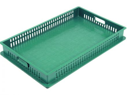 Ящик 740х465х95 дно сплошное, стенки перфорированные  зелёный