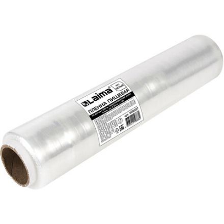 Пленка пищевая ПЭ 300 мм х 200 м, ГАРАНТИРОВАННАЯ ДЛИНА, 6 мкм, вес нетто 0,32 кг ±5%, LAIMA, 605037