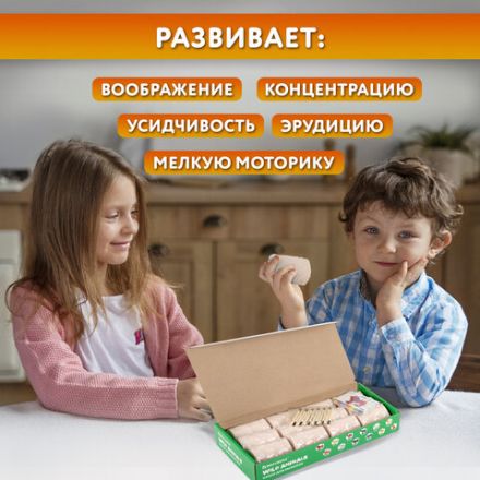 Набор для раскопок "Дикие животные", 12 видов, карточки, инструменты, BRAUBERG KIDS, 665128