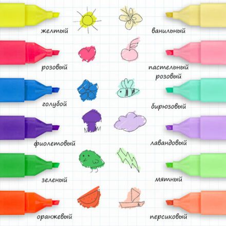 Набор текстовыделителей ЮНЛАНДИЯ 12 шт., АССОРТИ, "COLORSTAR", линия 1-4 мм, 151718