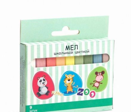 Мел цветной 9шт./уп. 12,5гр. ср.мягкий Зоо СПб