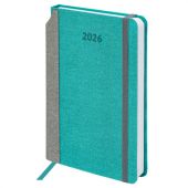 Ежедневник датированный 2026 А5 138x213 мм, BRAUBERG "Mosaic", под кожу, держатель для ручки, бирюза, 117110