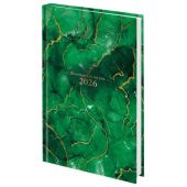 Ежедневник датированный 2026 145х215 мм, А5, STAFF, ламинированная обложка, "Green Marble", 117315