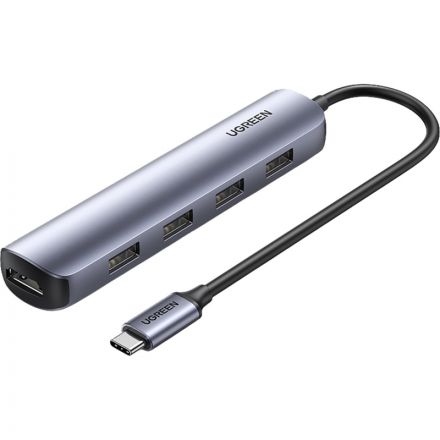 Разветвитель USB Ugreen CM417 (20197) USB-C to 4xUSB 3.0+HDMI, серый