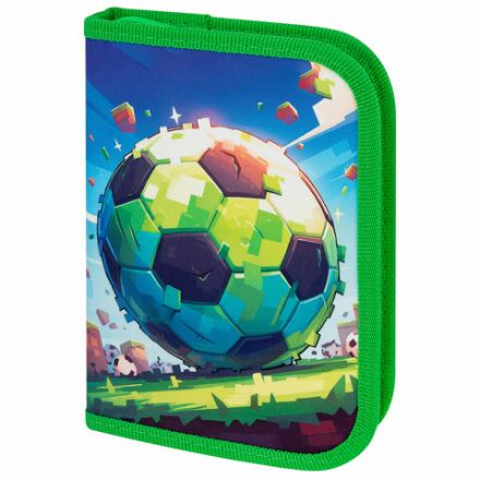 Пенал ПИФАГОР, 1 отделение, 1 откидная планка, полиэстер, 19х13 см, "Football match", 273476